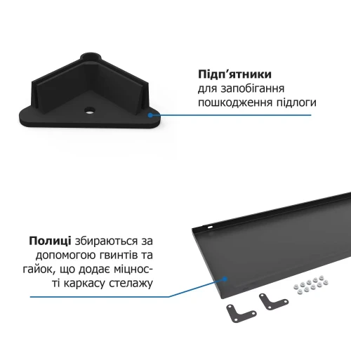 Стеллаж РЕК-3 1500х750х300 Меткас, 35 кг/полку, 4 полки, крашенный, металлический