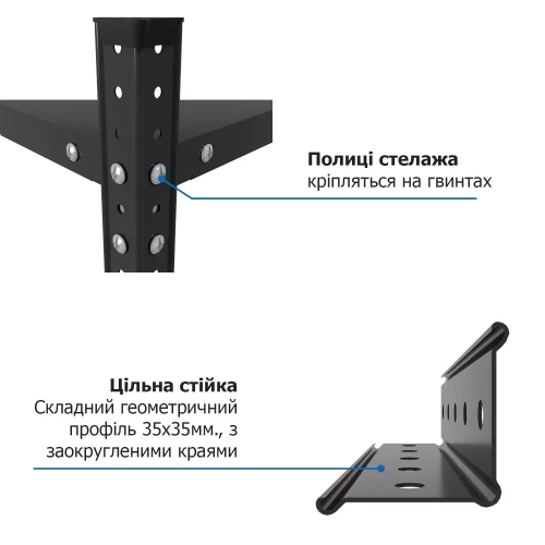 Стеллаж Атлант КС 2200х1000х400 Меткас, 150 кг/полку, 5 полок, крашенный, металлический 1